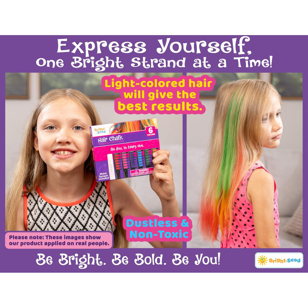 Bright Seed Hair Chalk for Girls, Fun Washable Temporary Hair Color