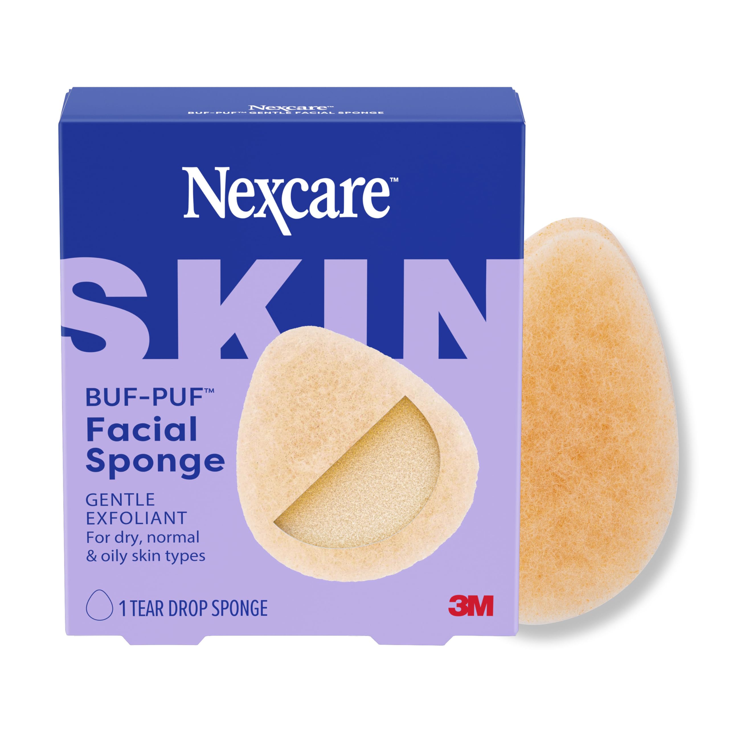 Buf-Puf Gentle Facial Sponge, Dermatologist Developed, Removes Deep Down Dirt & Makeup That Causes Breakouts and Blackheads, Reusable, Exfoliating, 1 Count