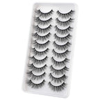 JIMIRE Fake Eyelashes Natural Look Fluffy Wispy False Lashes Cat-Eye Lashes with Thin Band Lightweight Fake Lashes 10 Pairs Pack