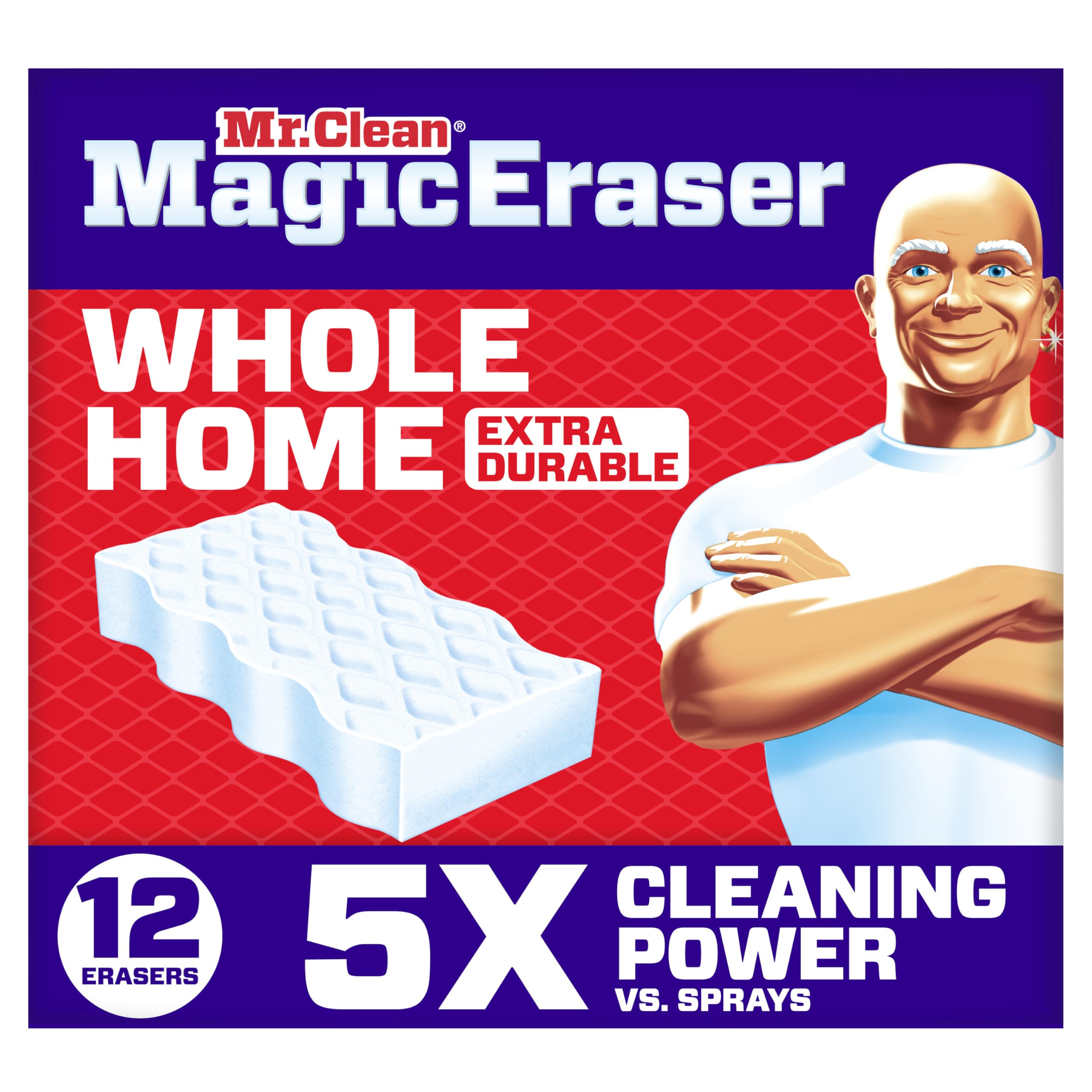 Buy now Mr. Clean Magic Eraser Sponge, All Purpose Cleaner, Cleaning Scrubber, Wall Cleaner, Sneaker Cleaner, Kitchen, Bathroom, Shower Cleaning Supplies, Melamine Sponge, Cleaning Pads, Extra Durable, 10ct at indiglob india
