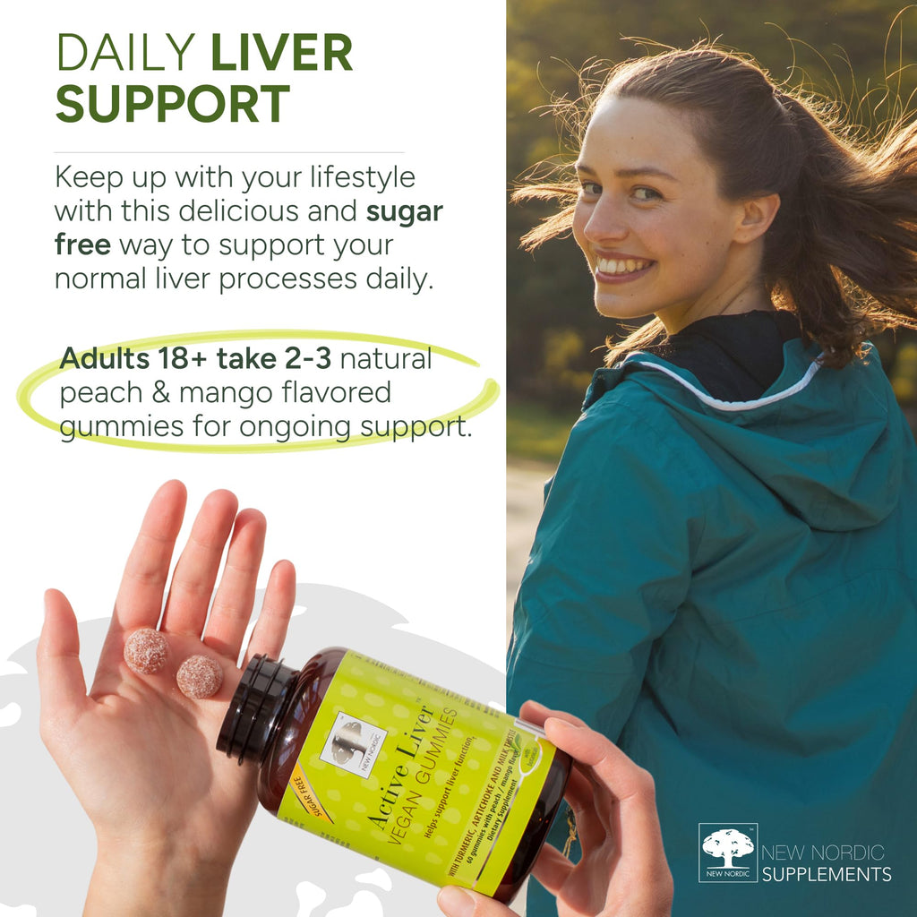 NEW Nordic Active Liver Support Gummies Supplement 180-Day Supply (3 Pack) | Sugar-free botanical gummies made with milk thistle extract and globe artichoke for daily routine integration
