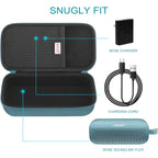 Buy now BOVKE Hard Travel Speaker Case for Bose New SoundLink Flex Speaker (2nd Gen) / Bose SoundLink Flex Bluetooth Portable Speaker, Extra Mesh Pocket for Bose Speaker Charger, Charging Cables, Stone Blue at indiglob india