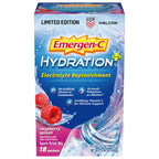 Emergen-C Hydration+ Vitamin C Sports Drink Mix, Raspberry, 18 Packets | Electrolytes for Hydration, 75% Less Sugar, Non-GMO, Vitamin C, Zinc and Manganese, Sports Formula