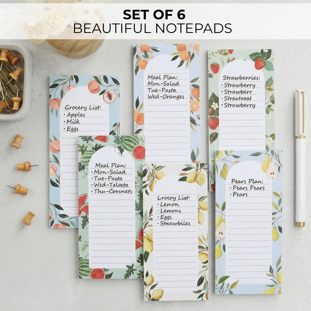 ZICOTO Beautiful Magnetic Notepads for Fridge - Set Of 6 To Do List Pads