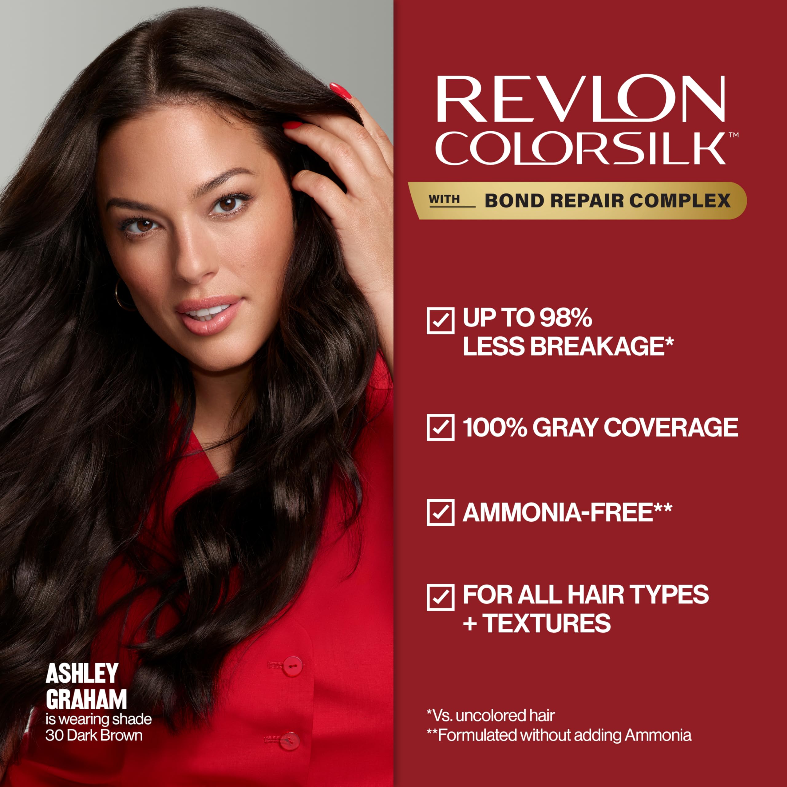 Buy now Revlon ColorSilk with Bond Repair Complex, Permanent Hair Color, 100% Gray Coverage, Ammonia Free Dye, Vegan Keratin, 45 Bright Auburn, 3 pack at indiglob india