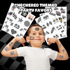 60 PCS Funny Race Car Checkered Flag Pre-Cut Temporary Tattoos