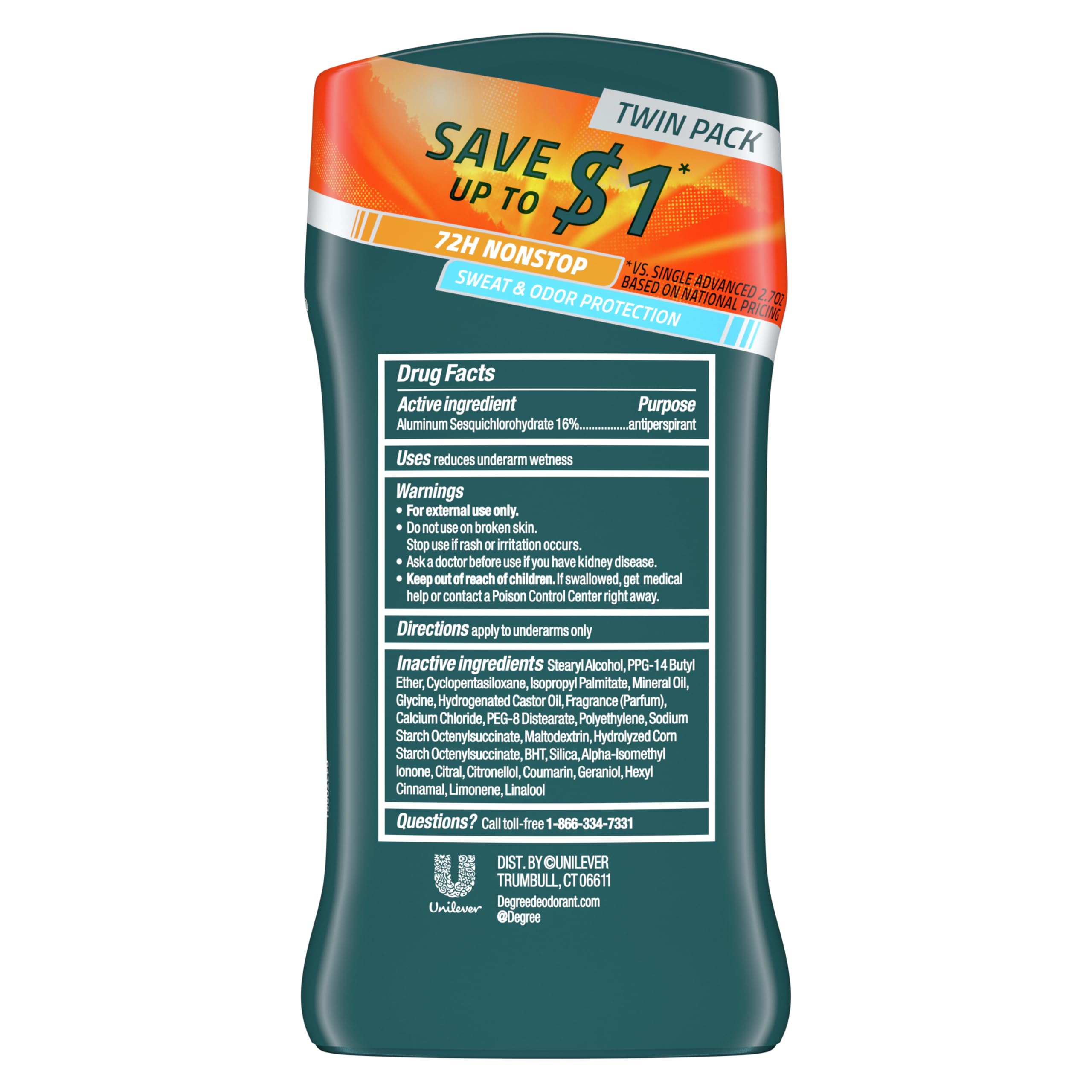 Degree Men Advanced Protection Antiperspirant, Adventure, 2.7 oz, 2-Pack | For active days, Helps stay fresh & confident, With MotionSense, Adventure scent