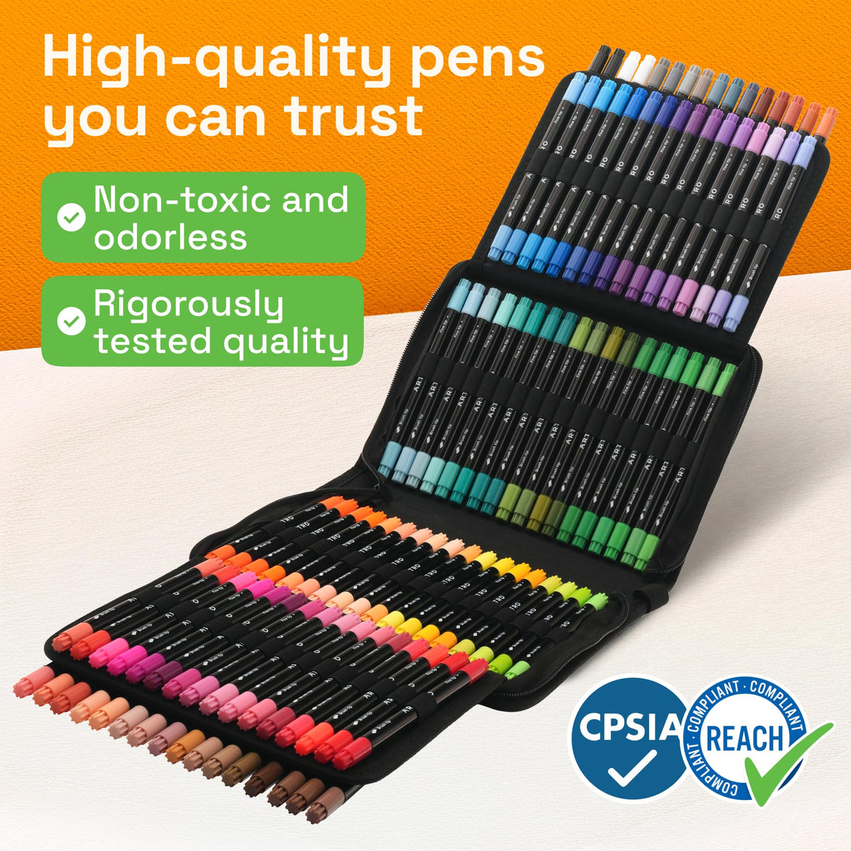 ARTISTRO 100 Dual-Tip Acrylic Paint Marker Pens with Storage Bag