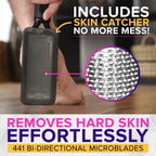 NYK1 RUSTPROOF Foot File Callus Remover for Feet with Catcher | XL Size | MegaFile Hard Skin Remover Foot Scraper for Wet and Dry Use - Non-Slip Textured Grip for Smooth, Soft & Callus-Free Feet