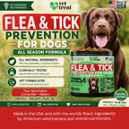 Flea and Tick Prevention for Dogs Chewables -Made in USA- Natural Dog Flea and Tick Treatment - Oral Flea Pills - Vet Recommended Flea and Tick Chews - All Breeds & Sizes - 120 Soft Treats (Chicken)