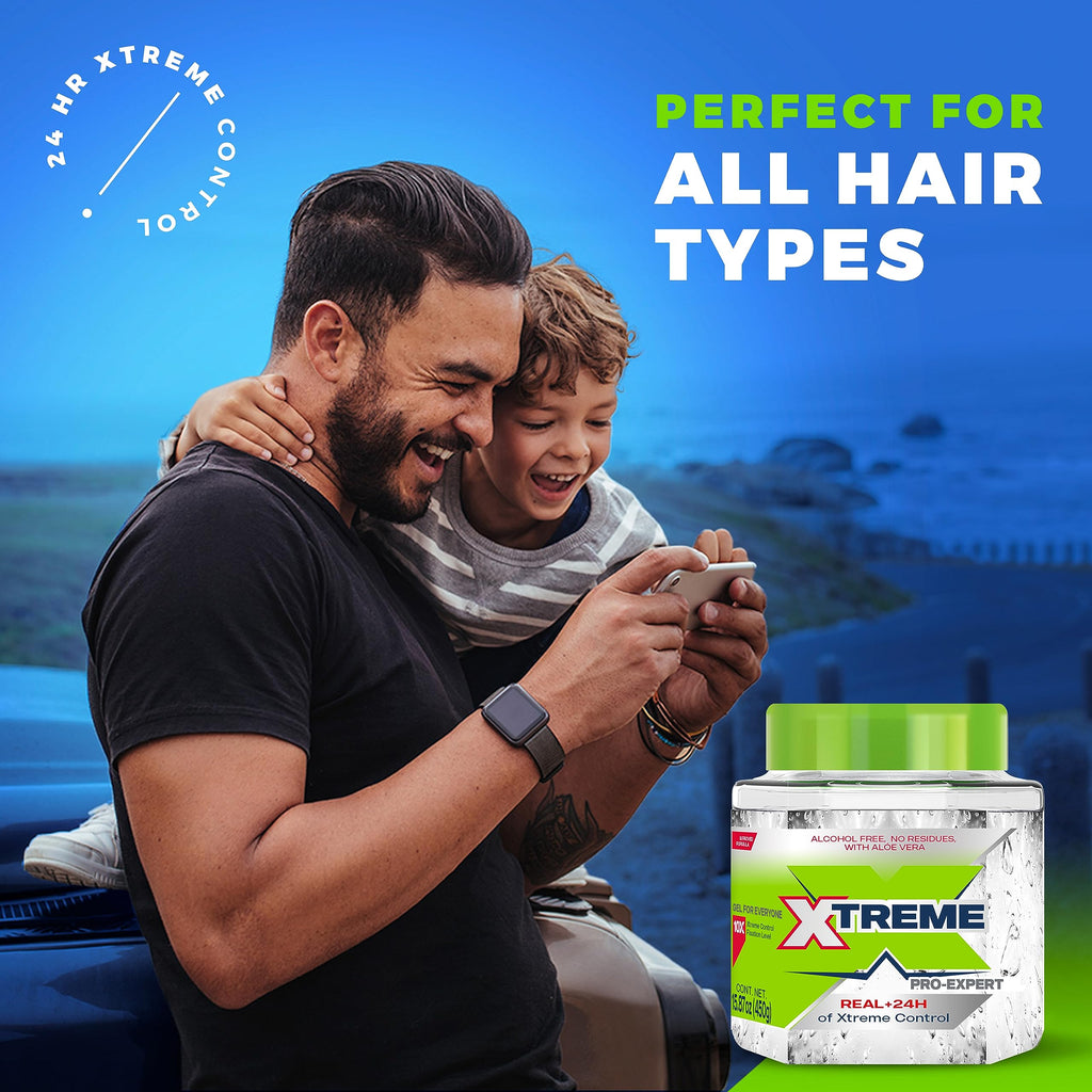Xtreme Pro-Expert Clear Styling Hair Gel, 15.87 Oz, Pack of 2 | Alcohol Free, 24-Hours Xtreme Control, With Aloe Vera