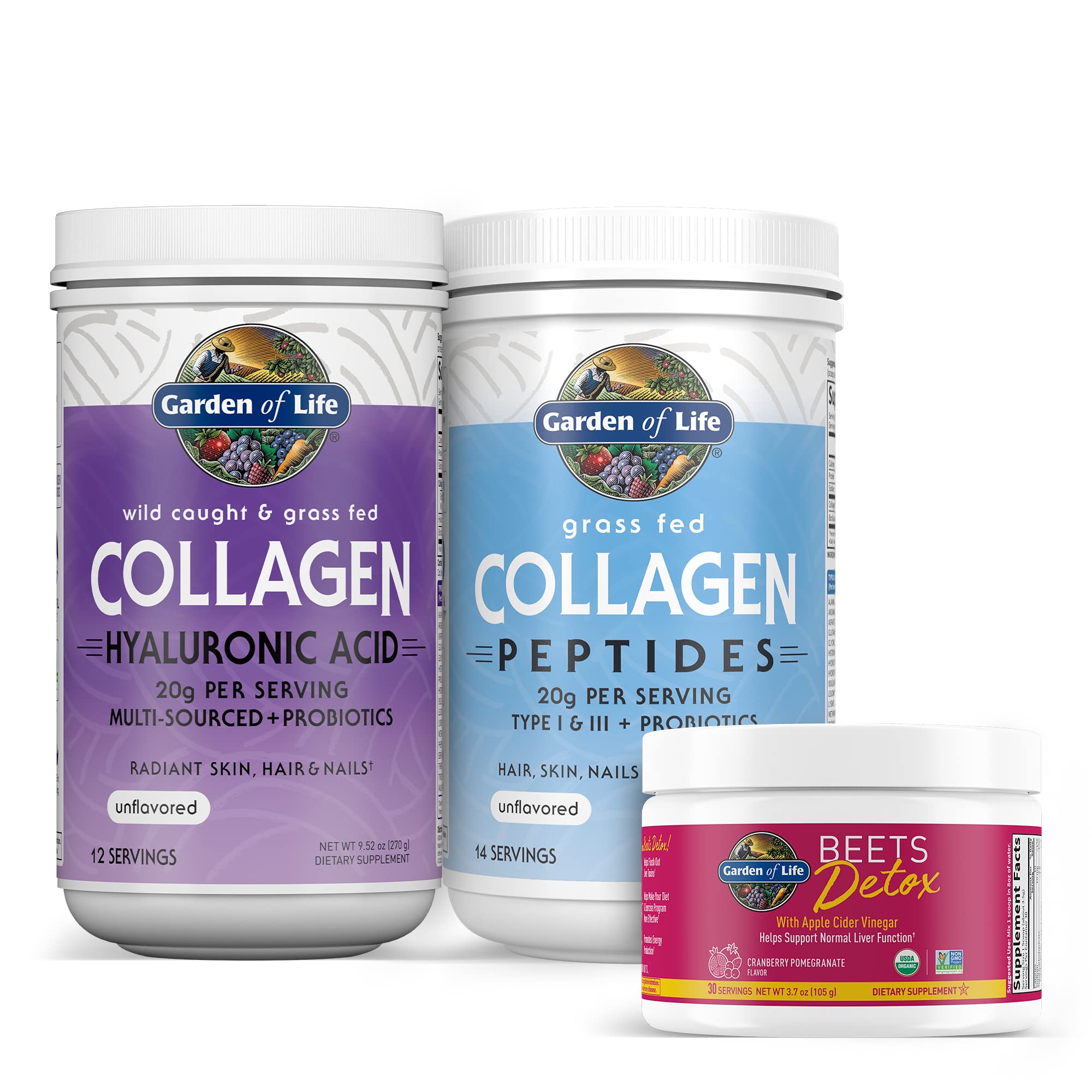 Garden of Life Grass Fed Collagen Peptides Powder Unflavored Collagen Powder for Women Men Hair Skin Nails Joints, Hydrolyzed Collagen Protein Supplements, Collagen for Women & Men, 28 Servings