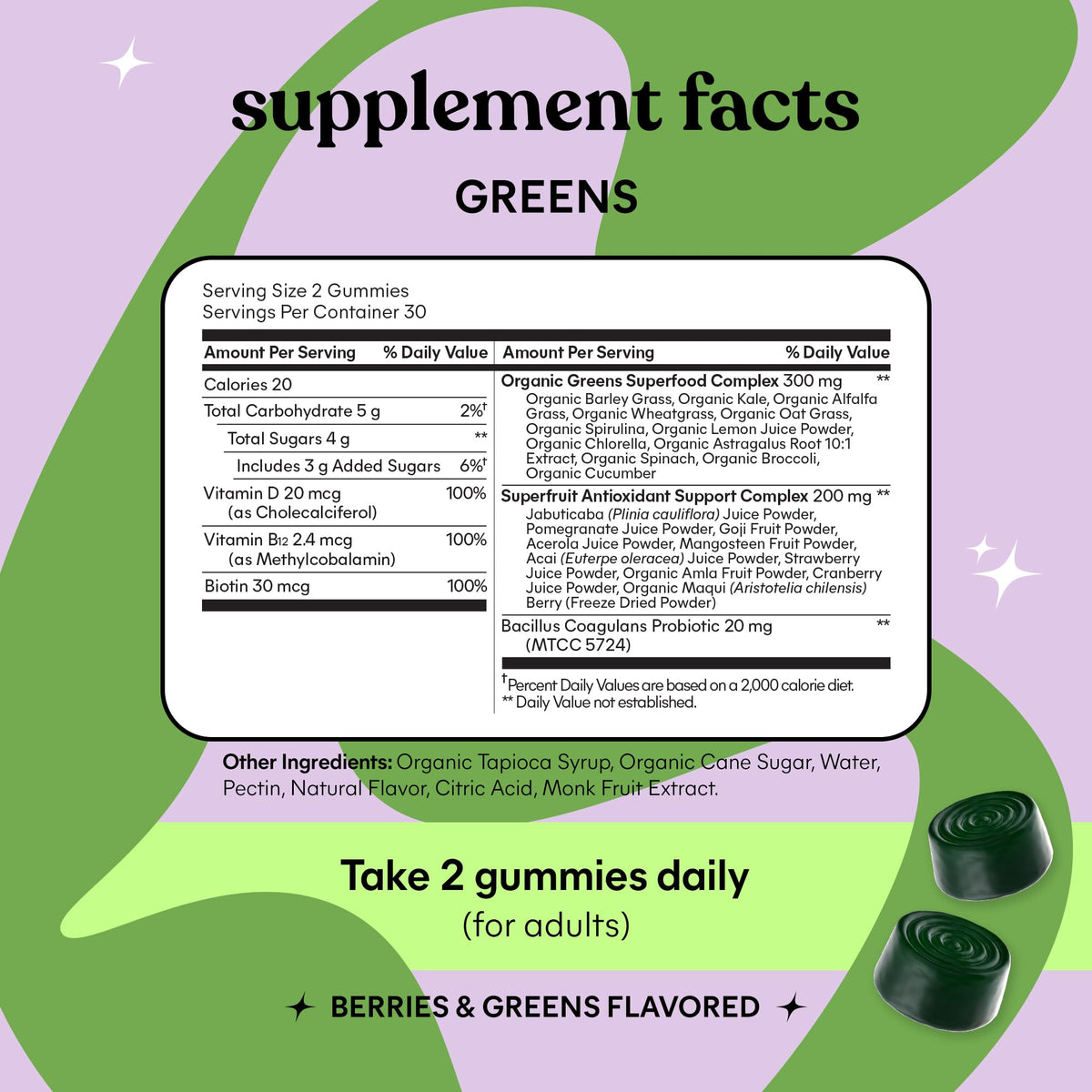 Lemme Greens Superfood Gummies, 30-Day Supply