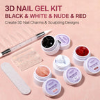 Premium imported MIZHSE 3D sculpting gel kit for vibrant nail art, includes four colors and nail tools for creative designs.