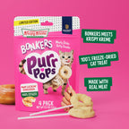 Bonkers Purrpops Krispy Kreme Edition Freeze-Dried Chicken Flavored Lollipop Cat Treats, 4 Pieces (Pack of 12)