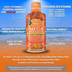 Mega Premium Liquid Multivitamin | Natural Immune Support Vitamin w/ 1333% Vitamin C, 200% D3, Zinc + 20 Vitamins, 70 Minerals, & 21 Amino Acids | Sugar Free | Orange Flavor | 98% Absorption | 32 Serv