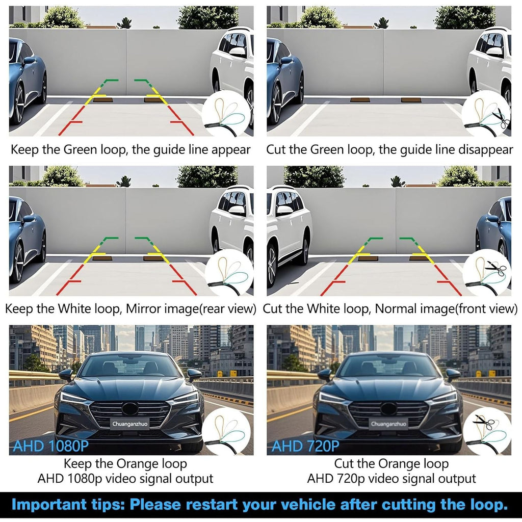 Buy now AHD 1080P Backup Camera, Metal Housing 170 Degree Wide View Angle Universal Car Front/Side/Rear View Camera, Easy Install, Removable Guildlines, Mirror Non-Mirror Image, AHD 1080P/720P, 12V/24V at indiglob india