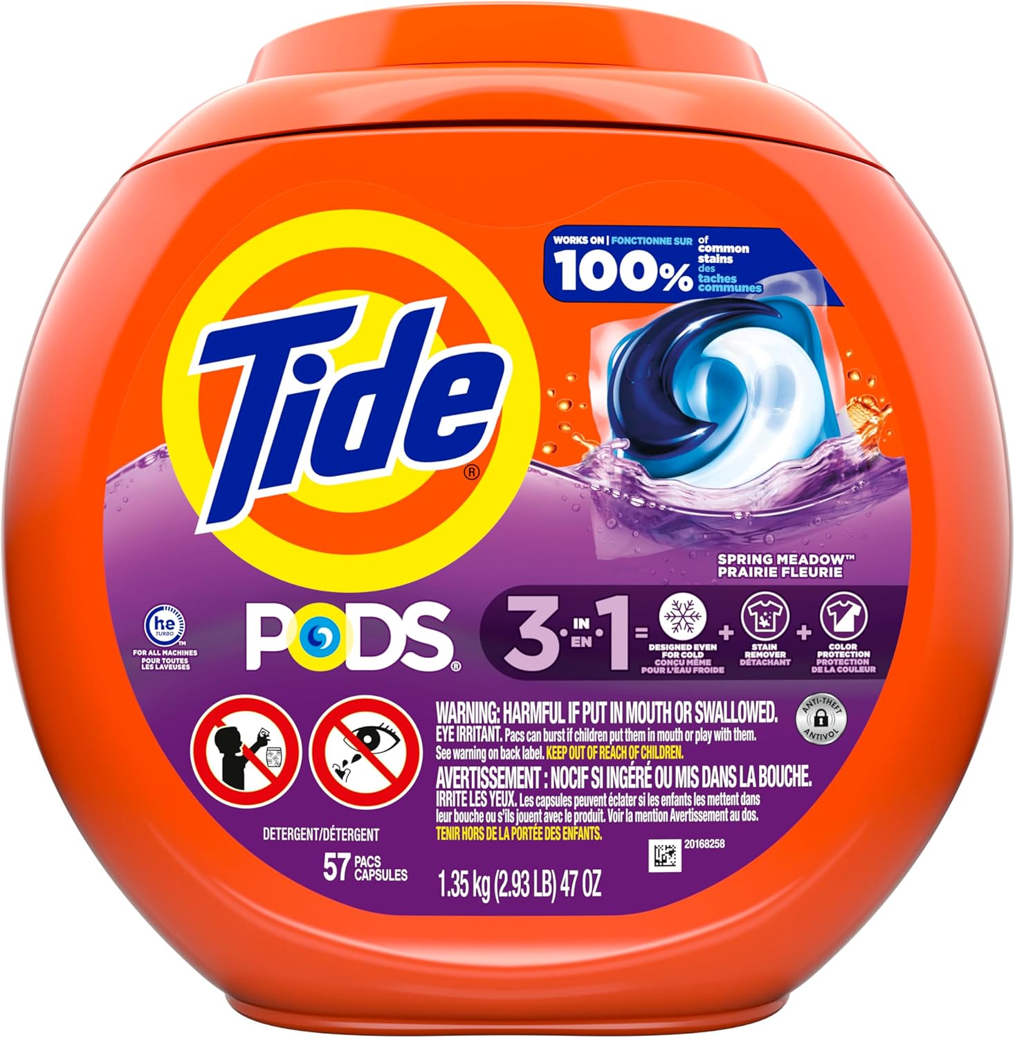 Buy now Tide PODS laundry detergent pacs, 3-in-1 Stain Remover, Odor Fighter, Color Protector, 57 Count, HE compatible, Spring Meadow Scent at indiglob india