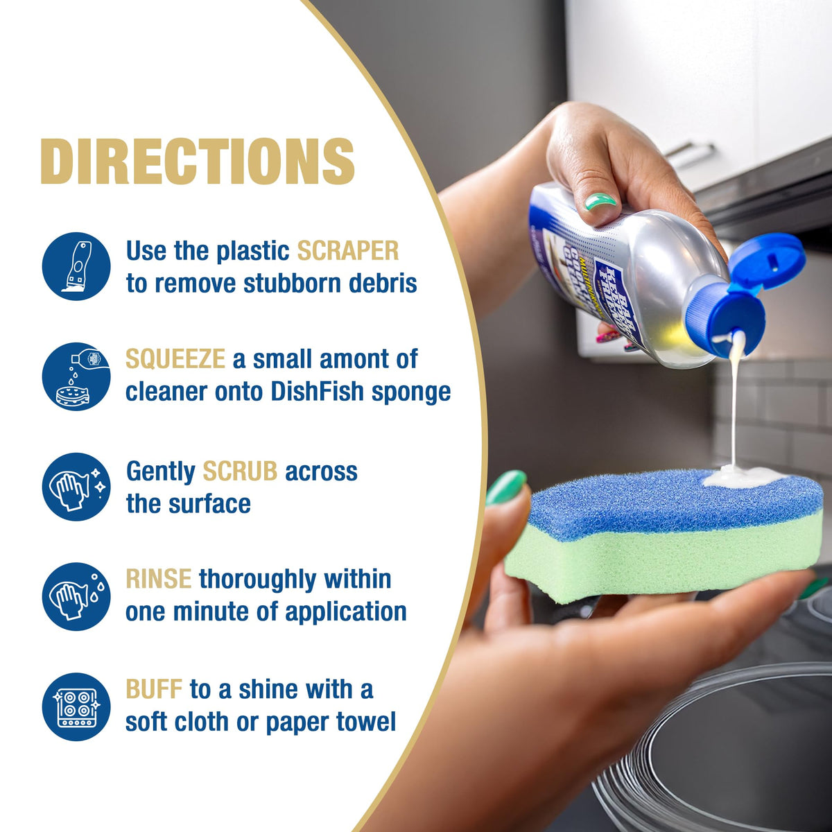 Bar Keepers Friend Cooktop Cleaner (2 x13 oz) + Scraper - Multipurpose Liquid Stovetop Cleanser, Safe for Use on Glass & Ceramic Cooking Surfaces, Copper, Brass, Chrome, Stainless Steel & Porcelain