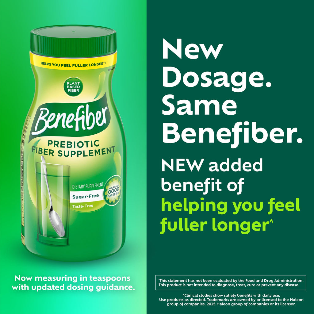 Benefiber Prebiotic Fiber Supplement Powder, Unflavored, 250 Teaspoons | Plant-based Prebiotic Fiber Powder, Sugar-Free, Dissolves Clear and Tasteless, GLP-1 Support for Digestive Health