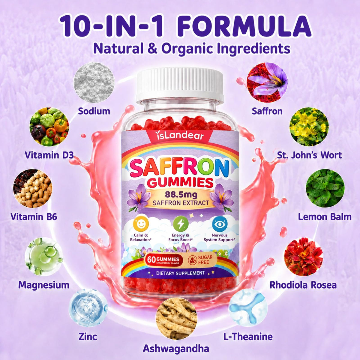 Saffron Gummies for Kids & Adults for Calm Mood, Focus & Daily Wellness