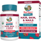 MARYRUTH'S Organic Hair Skin and Nail Vitamins, Ages 14+, Skin Care, 60ct | USDA Organic, 2500 mcg Biotin Gummies, Vitamin C & Vitamin E, Hair Growth, Skin Care, Nail Growth