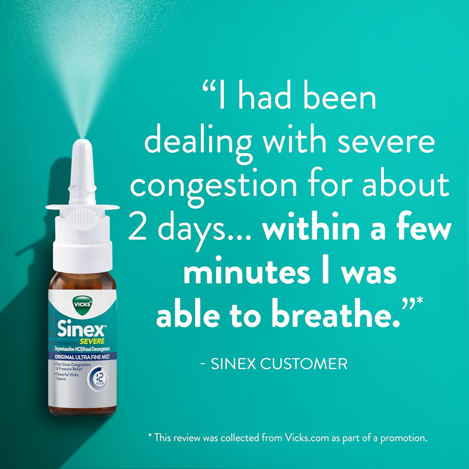 Buy now Vicks Sinex SEVERE Allergy & Sinus Nasal Spray, Original Ultra Fine Mist, Decongestant Medicine, Relief from Nasal Congestion due to Cold or Allergy, Sinus Pressure Relief, 265 Sprays x 2 at indiglob india