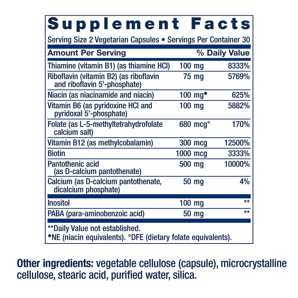 Life Extension BioActive Complete B-Complex, 60 Vegetarian Capsules | Complete B Complex for Heart, Brain & Nerve Support with Healthy Energy & Metabolism in Vegetarian Capsules