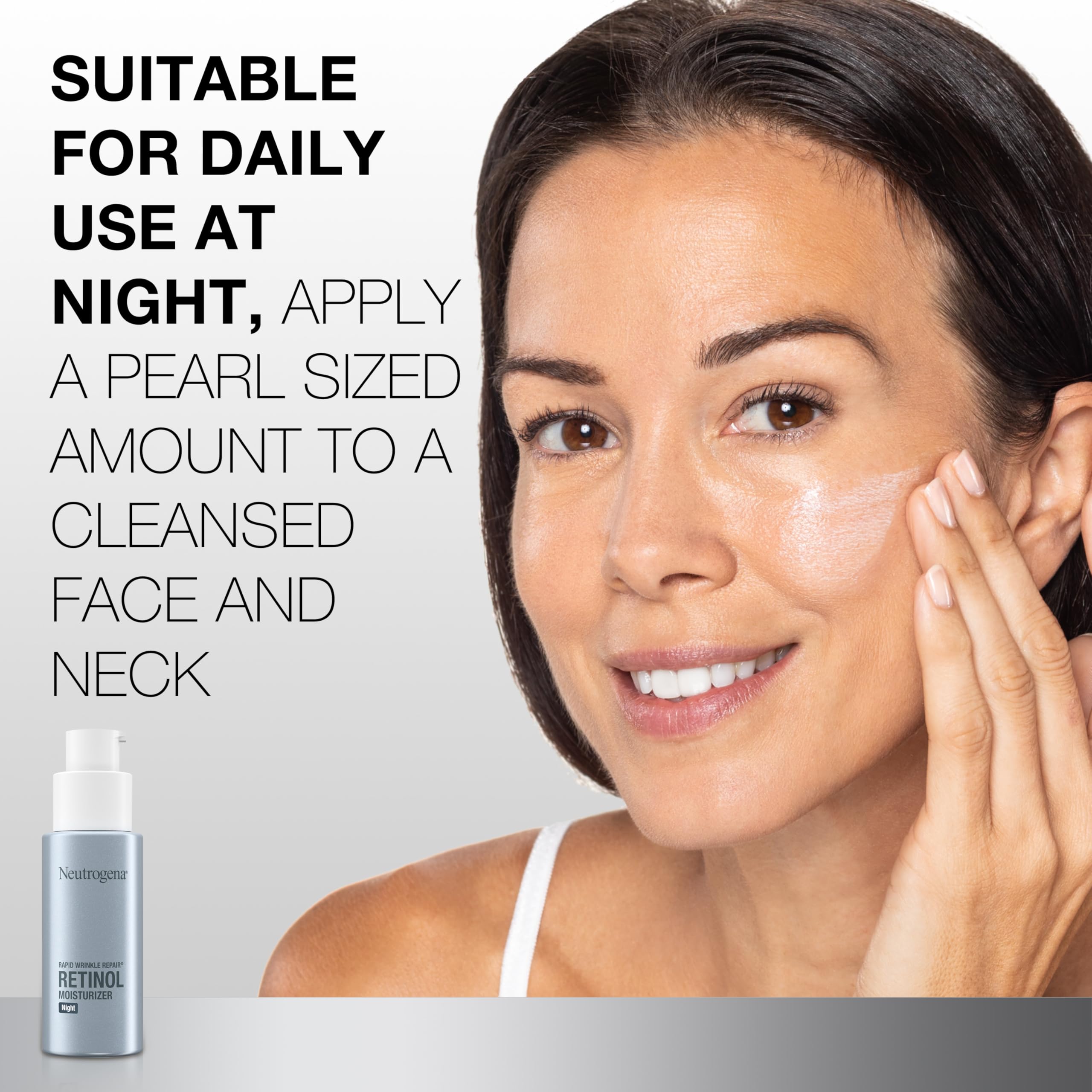 Neutrogena Rapid Wrinkle Repair Night Moisturizer, 1 fl. oz | Retinol Face & Neck Cream, Hyaluronic Acid & Retinol, Anti-Wrinkle, Paraben-Free