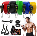 Resistance Bands with Handles, 150 lbs Premium Natural Latex - Set of 5
