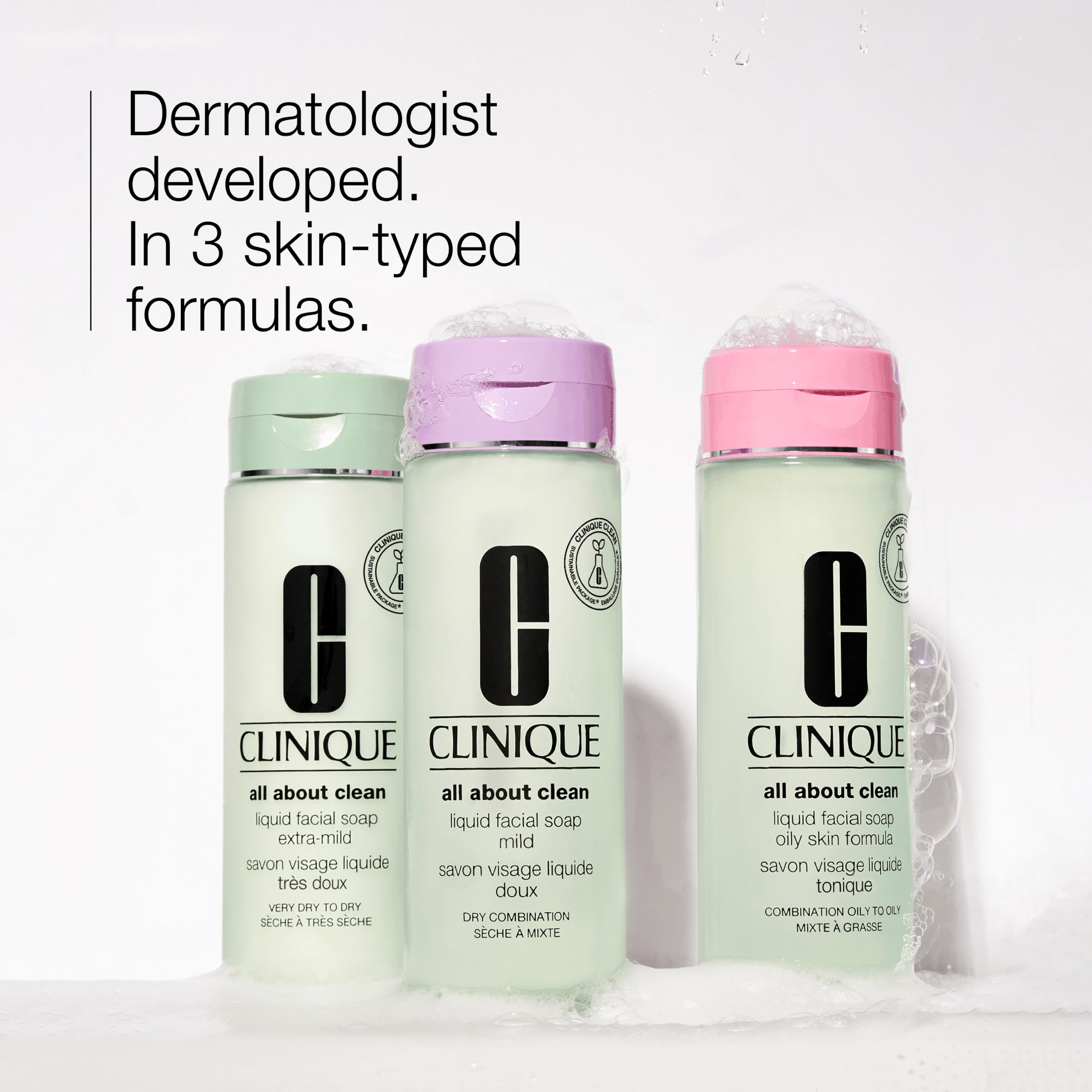 Clinique All About Clean Liquid Facial Soap Mild | Gentle Face Cleanser For Dry Combination Skin | Type 2 Face Wash | Step 1 in 3-Step Skin Care Routine