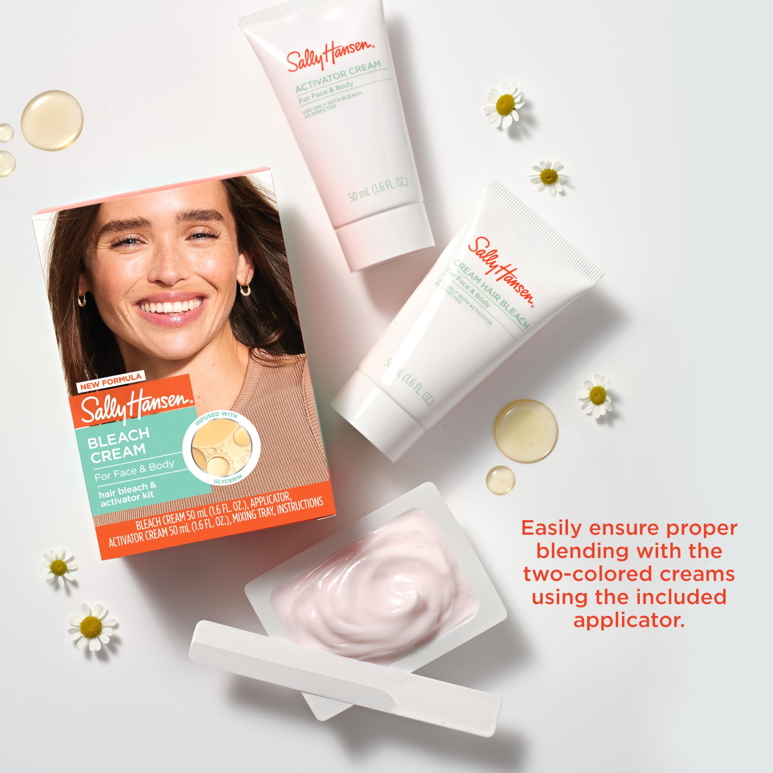 Sally Hansen Bleach Cream for Facial & Body Hair | Vegan Formula with Glycerin | All Skin Types