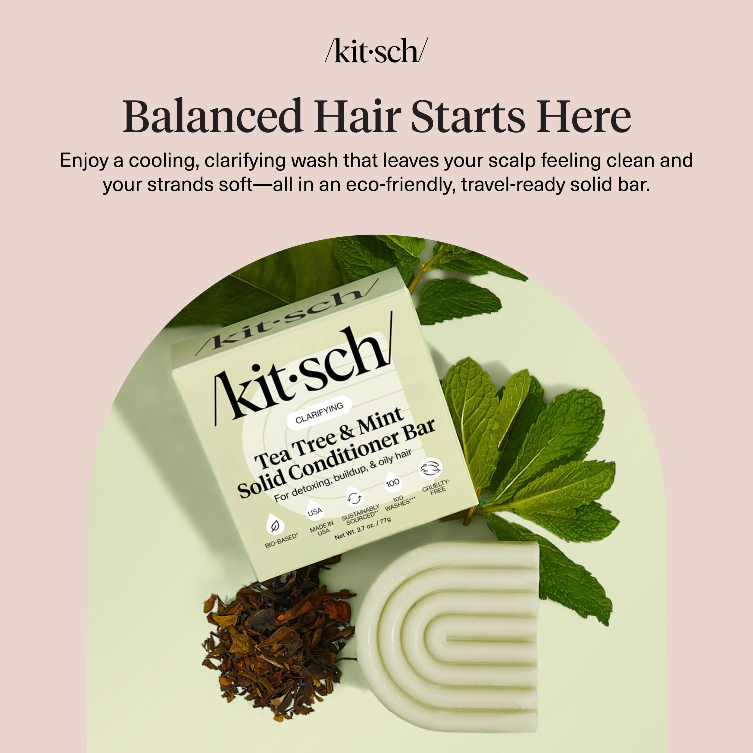 Buy now Kitsch Clarifying Tea Tree & Mint Conditioner Bar - Hair Conditioner for Scalp & Oil Control - Vegan Conditioner for Women and Men, Color-Safe, Sustainable Hair Care - Made in USA, 2.7 oz at indiglob india