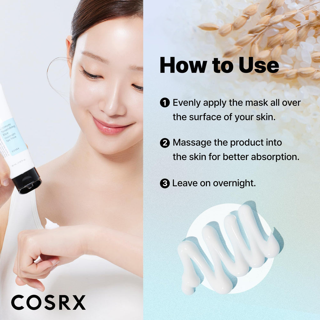 COSRX Ultimate Nourishing Rice Overnight Spa Mask, Niacinamide, 2.02fl.oz | 68% Rice Extract Sleeping Pack, Brightening, Deep Nourishment for Dull, Dry Skin, Glow Boosting, Korean Skin Care
