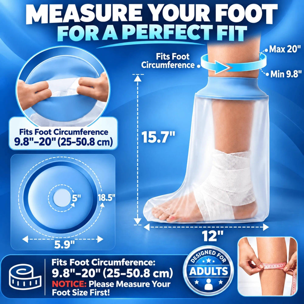 100% Waterproof Foot Cast Covers for Shower Adult, Shower Boots for Foot