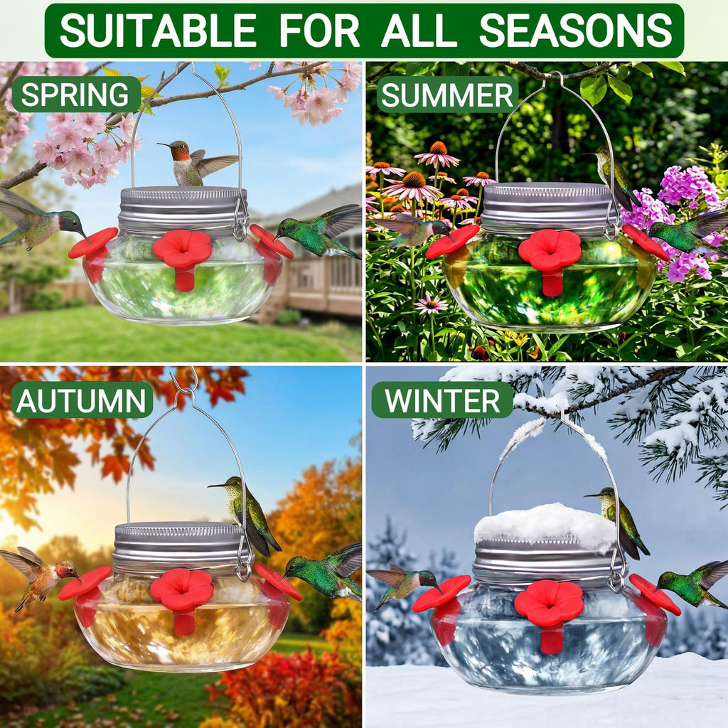 Hummingbird Feeders for Outdoors Hanging, Mason Jar Humming Bird Feeder