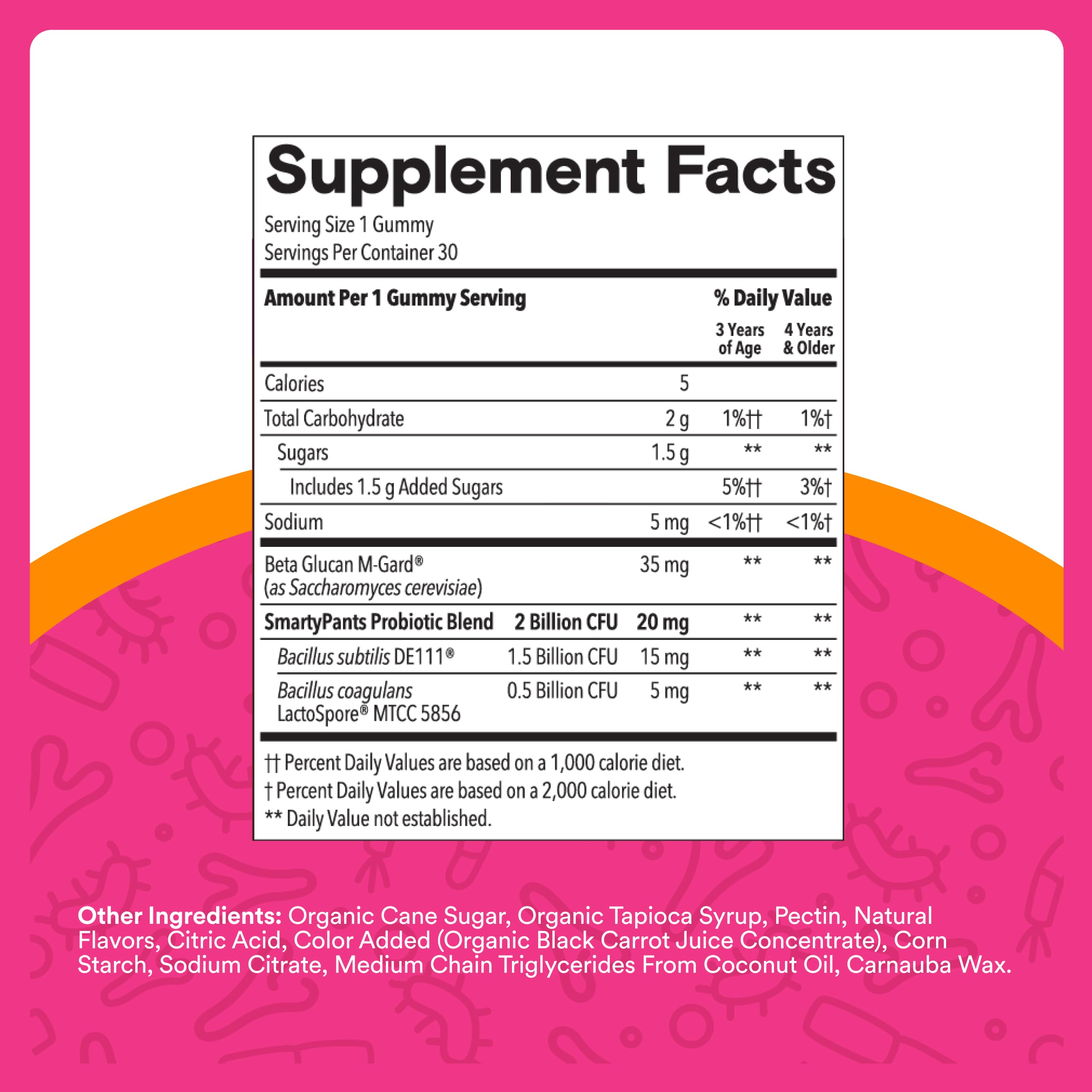 SmartyPants Kids Probiotic Gummies for Digestive Health: 2 Billion CFU Gut Health and Immune Support Supplement, Clinically Studied Probiotic, Gluten Free, Grape, 30 Count (30 Day Supply)