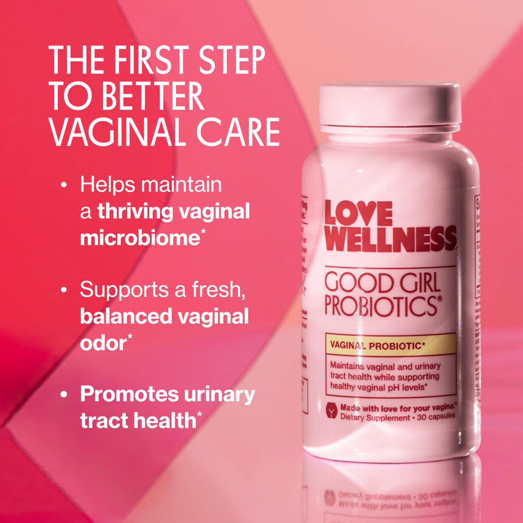 Love Wellness Good Girl Vaginal Probiotics | 9-Strain | 30-Day Supply | 9-strain probiotic, Dietary supplement, Gluten-free, Easy to take, 30 capsules