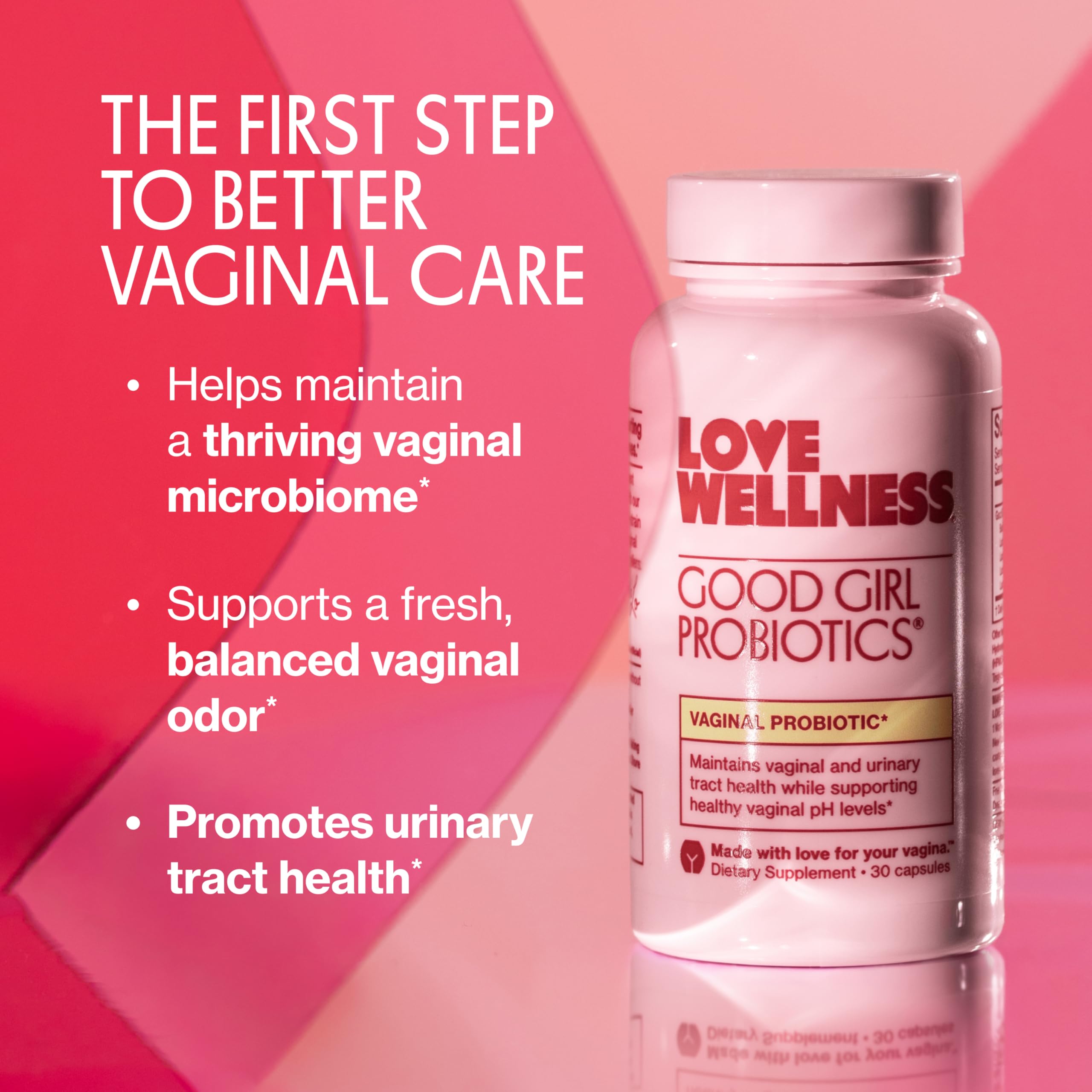 Love Wellness Good Girl Vaginal Probiotics | 9-Strain | 30-Day Supply | 9-strain probiotic, Dietary supplement, Gluten-free, Easy to take, 30 capsules
