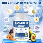 1000mg Magnesium Complex 8 in 1 for Women & Men Vegan Magnesium Supplement | With Glycinate, Citrate, Malate, Taurate & More Magnesium Forms, Vegan Formula for Sleep, Fatigue & Heart Health 120 Capsules