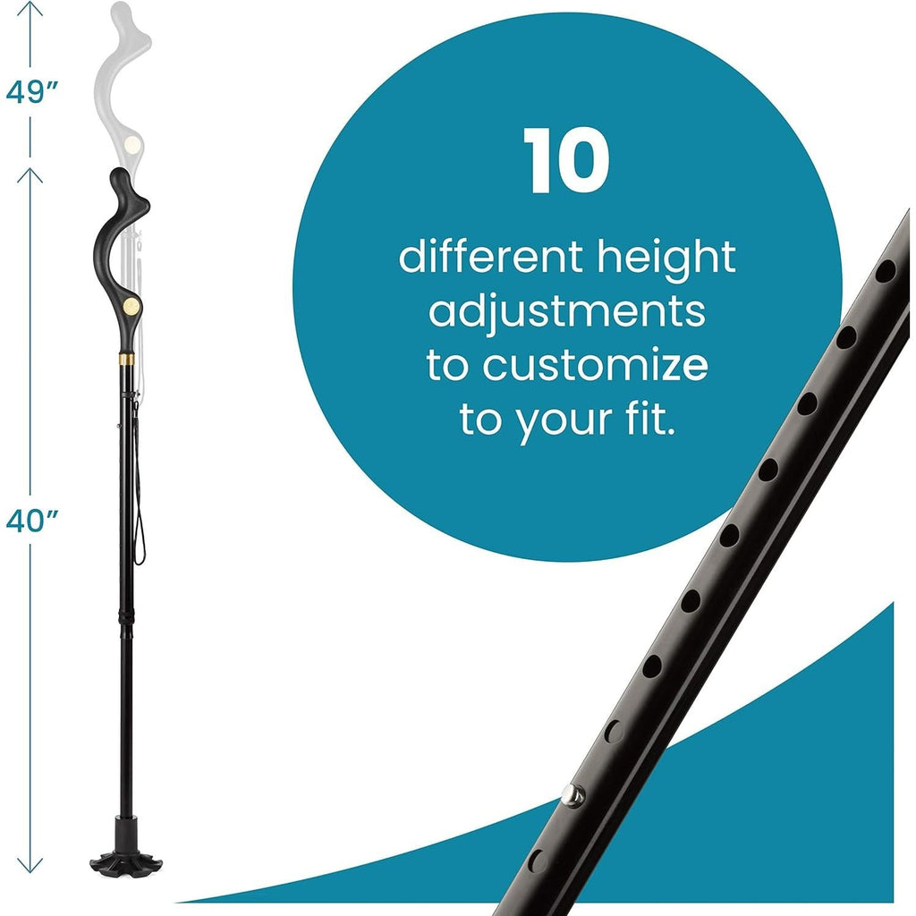 Buy now Walking Cane for Men and Women - Special Balancing Stick With 10 Adjustable Heights - Self Standing, Folding, Portable, Collapsible, and Comfortable at indiglob india