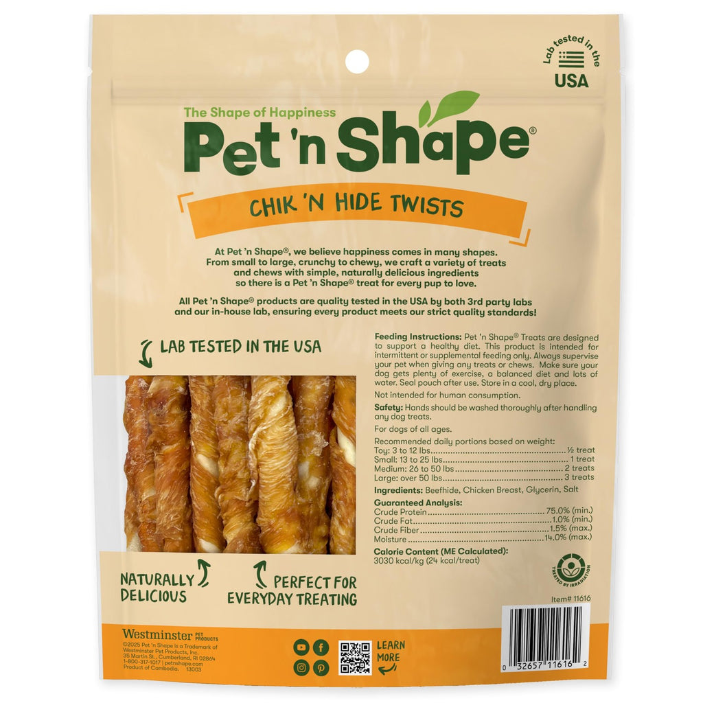 Pet 'n Shape Chik 'n Hide Twists, Chicken Wrapped Rawhide Dog Treats, 16 oz