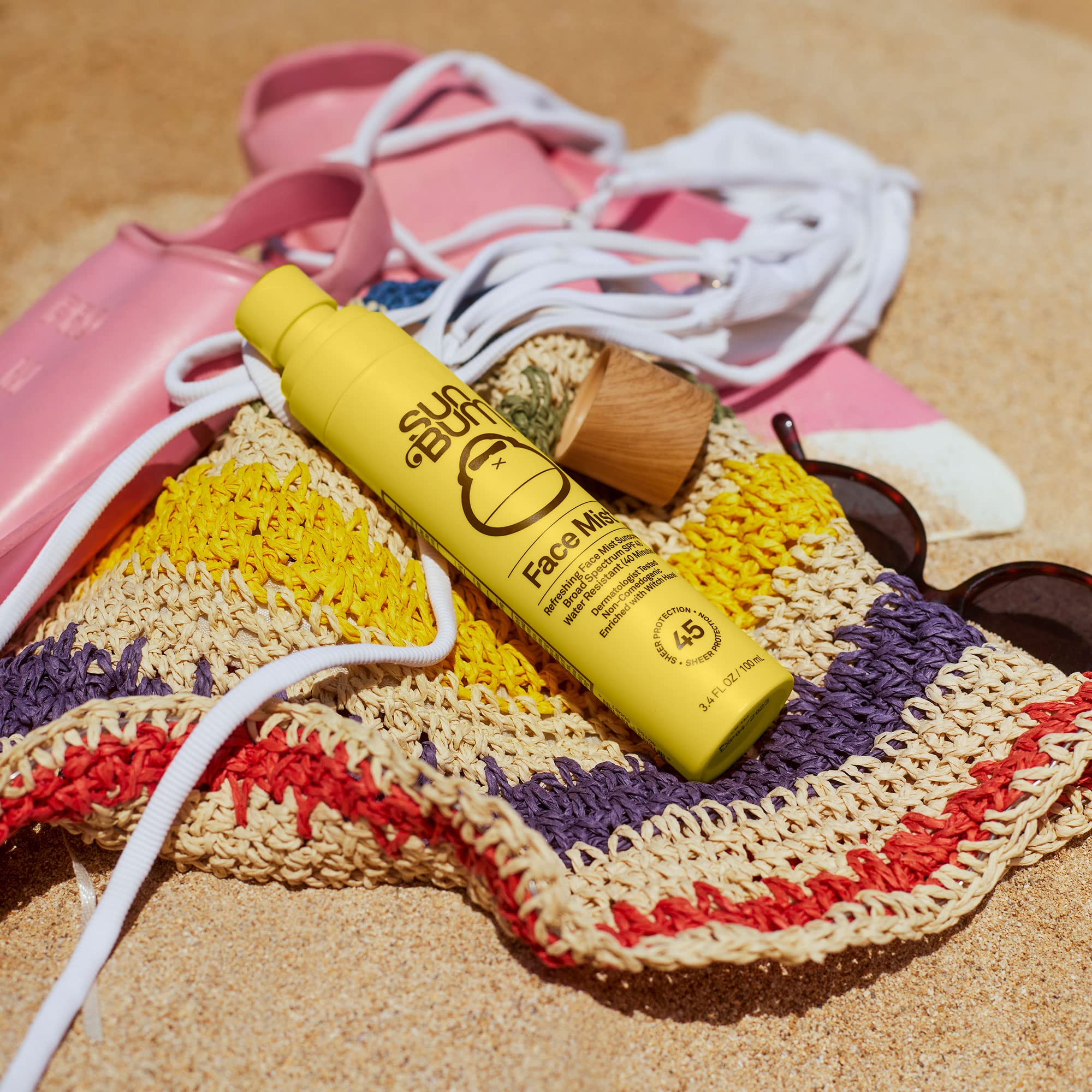 Sun Bum Original SPF 45 Broad Spectrum Sunscreen Mist - Travel Size, 3.4 oz | Moisturizing Facial Sunscreen Spray with Vitamin E, Hawaii 104 Act Compliant (Made without Octinoxate & Oxybenzone)