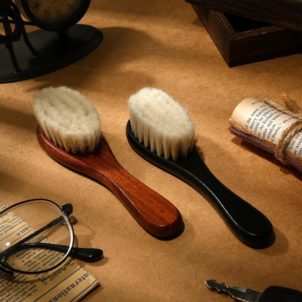 Buy now Shappy 2 Pieces Barber Fade Brush Men Beard Brush Neck Duster Cleaning Grooming Tool Soft Beard with Wooden Handle for Barber Hair Cutting Kits(Black, Red) at indiglob india