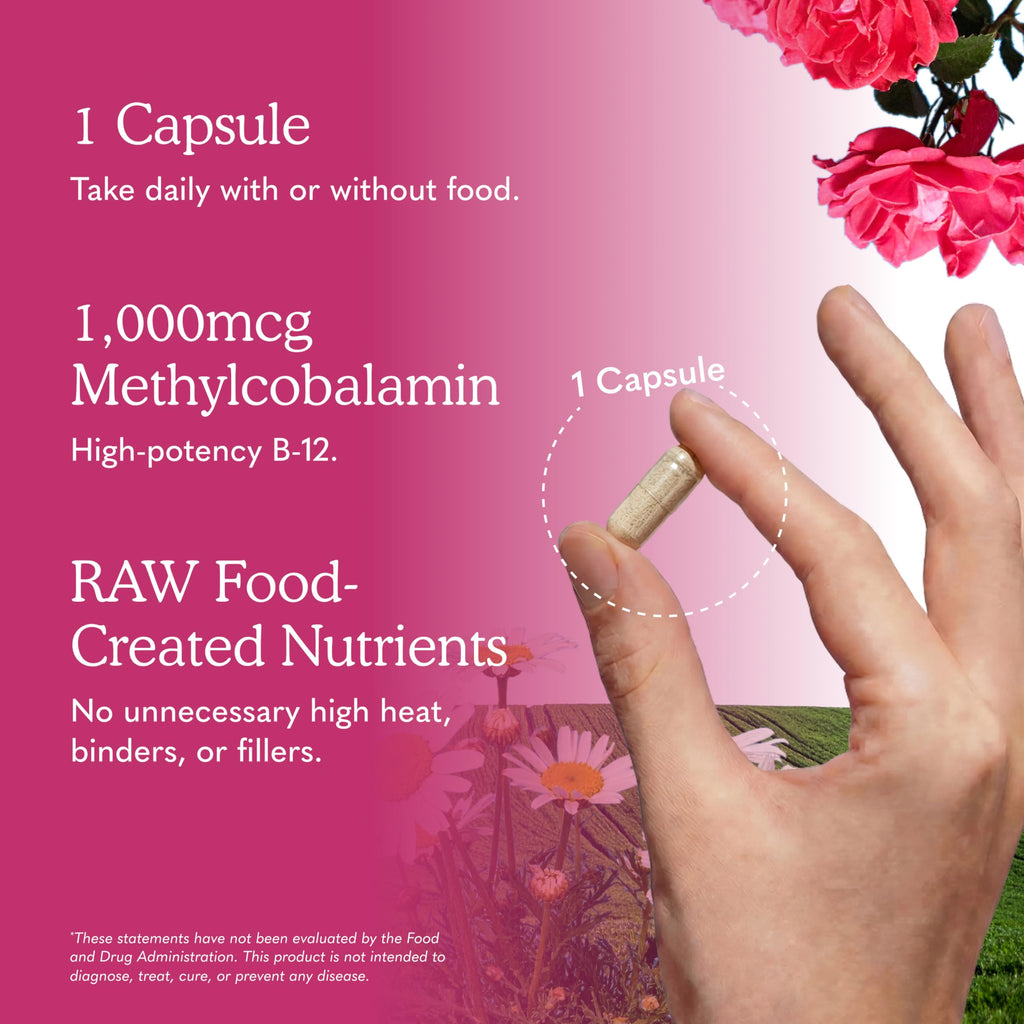 Garden of Life Vitamin Code Raw B-12 - 30 Capsules, 1,000mcg Whole Food B12 Methylcobalamin for Energy, Vegan Methylcobalamin Vitamin plus Probiotics and Enzymes, Gluten Free Supplements