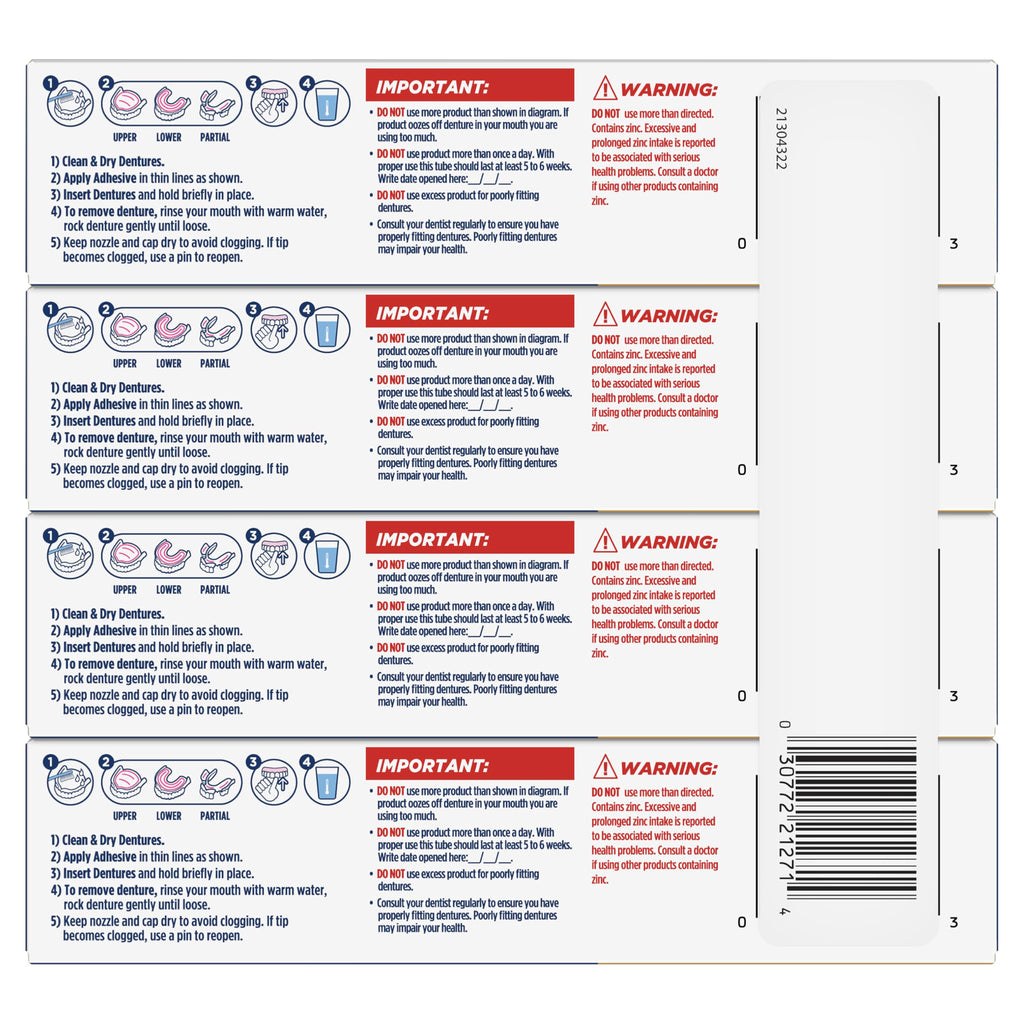 Ultra Max Hold Plus Scope Secure Denture Adhesive for Full and Partial Denture Wearers, Blue, 1.8oz 4 Pack