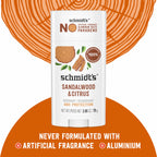 Schmidt's Aluminum Free Natural Deodorant Sandalwood & Citrus 2.65 oz 2 ct | 24 Hour Odor Protection for Women and Men. With Natural Ingredients. Cruelty-Free