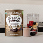 Four Sigmatic Organic Plant-Based Protein Powder | Clean Vegan Protein Elevated with Lion’s Mane, Chaga, Cordyceps and More for Brain Function and Immune Support | Creamy Cacao, 21.16 oz