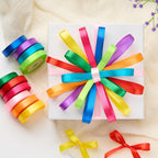 Rainbow Satin Ribbon, 3/8 Inch x 10 Rolls, 100 Yards Total