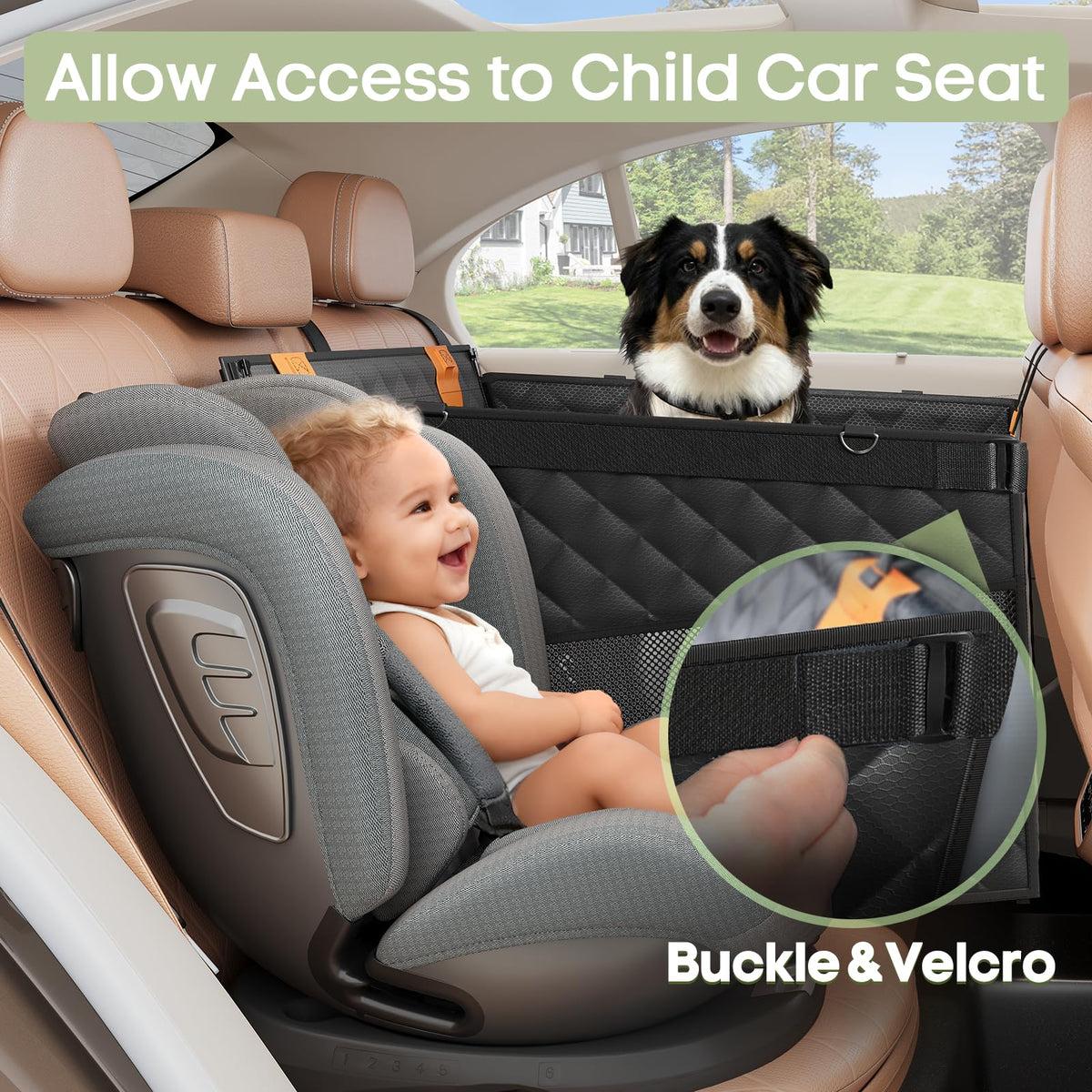 Dog Car Seat for Large Medium Dogs, Hard Bottom Back Seat Extender